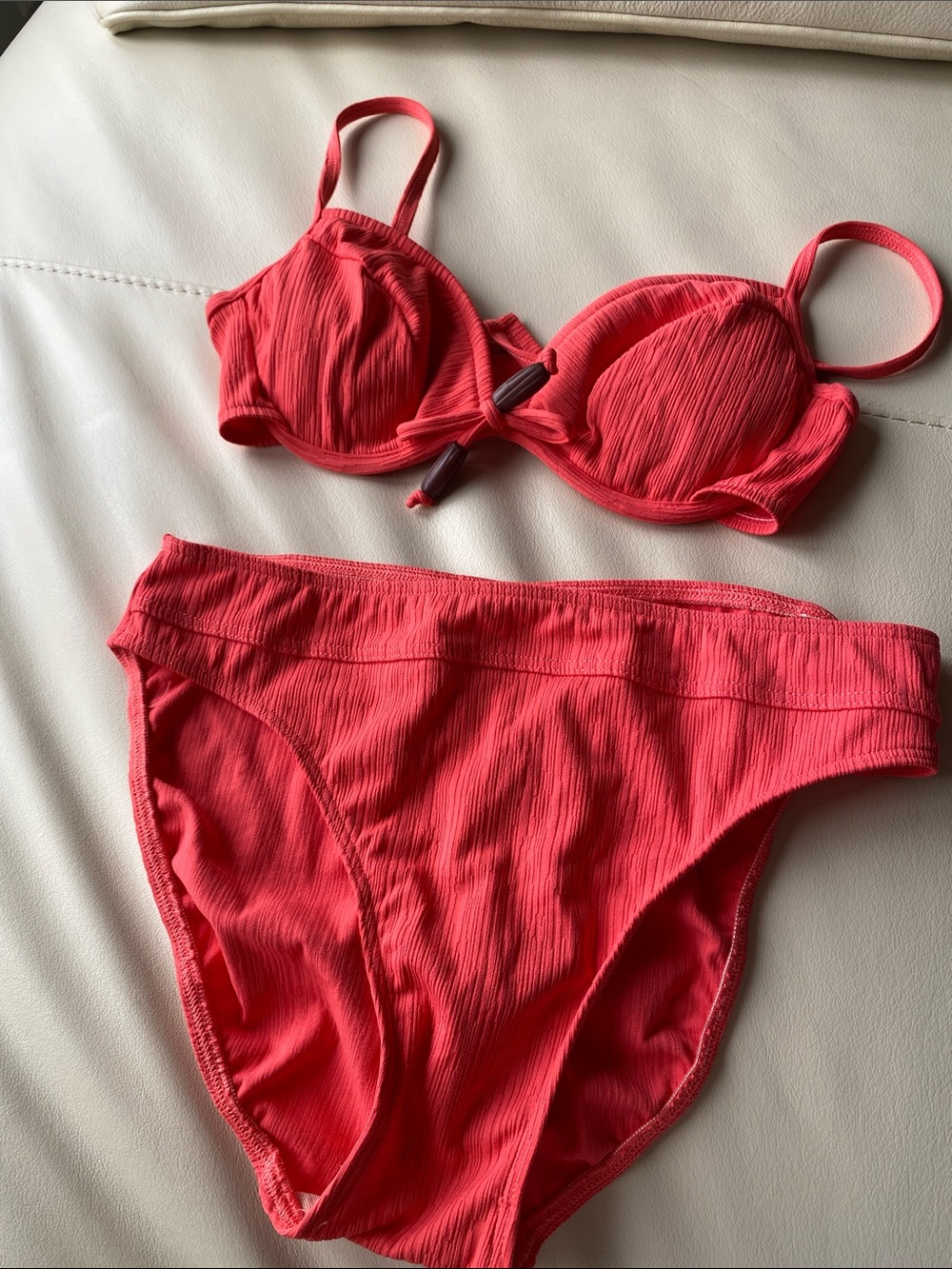 Christina Textured Coral-pink Bikini Set - NWOT